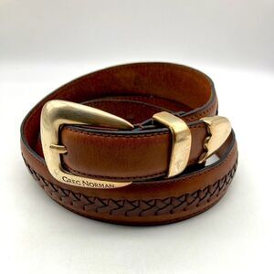 Greg Norman Men’s Brown Genuine Leather Braidered Belt Size 40/100 47,5”/46”